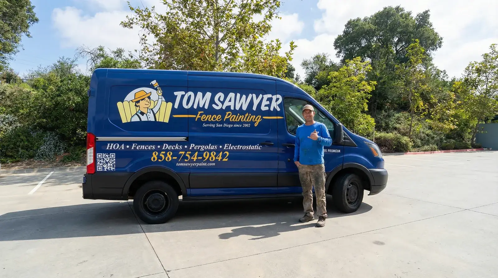 Tom Sawyer Fence Painting wrapped Ford Transit van — San Diego