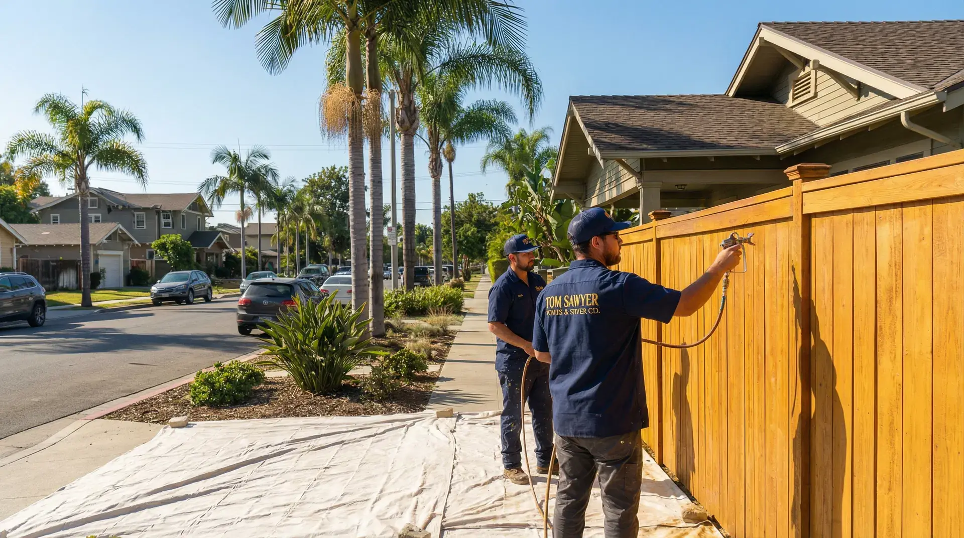 Tom Sawyer Fence Painting team at work